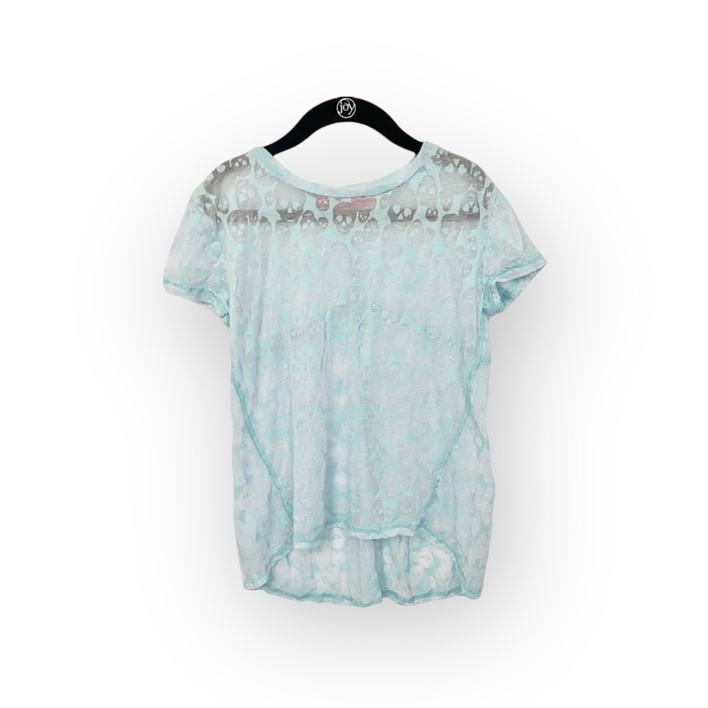 new me.n.u ☺︎︎ Skull Burnout Tee T Shirt ☺︎︎ Turquoise ☺︎ Girl’s Small ☺︎ 5 6 6X - Picture 4 of 16